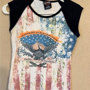 Harley-Davidson Girls Flag Graphic Tank Top in White, Black, Red, Blue